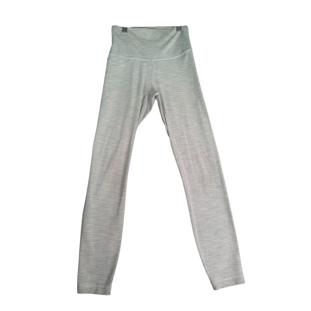 Lululemon Grey White Space Dye High Rise Leggings Size 4 Athleisure Yoga Striped